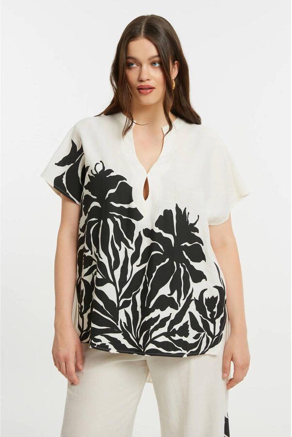 Mat Fashion gebloemde top wit