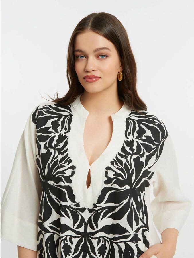 Mat Fashion gebloemde zomerjurk wit