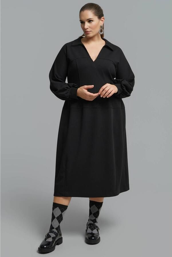 Mat Fashion Plus Size A-lijn midi jurk zwart - Foto 2