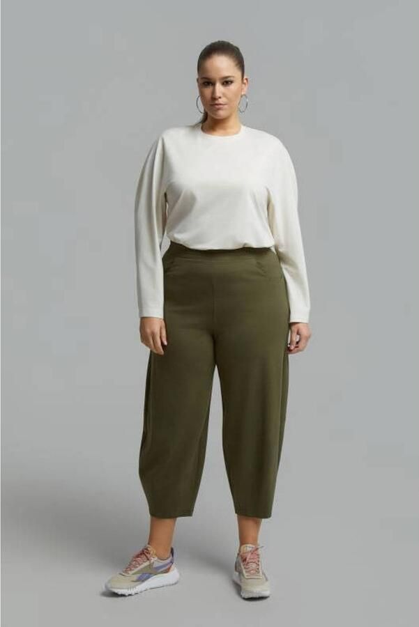 Mat Fashion Plus Size barrel cropped broek donkergroen