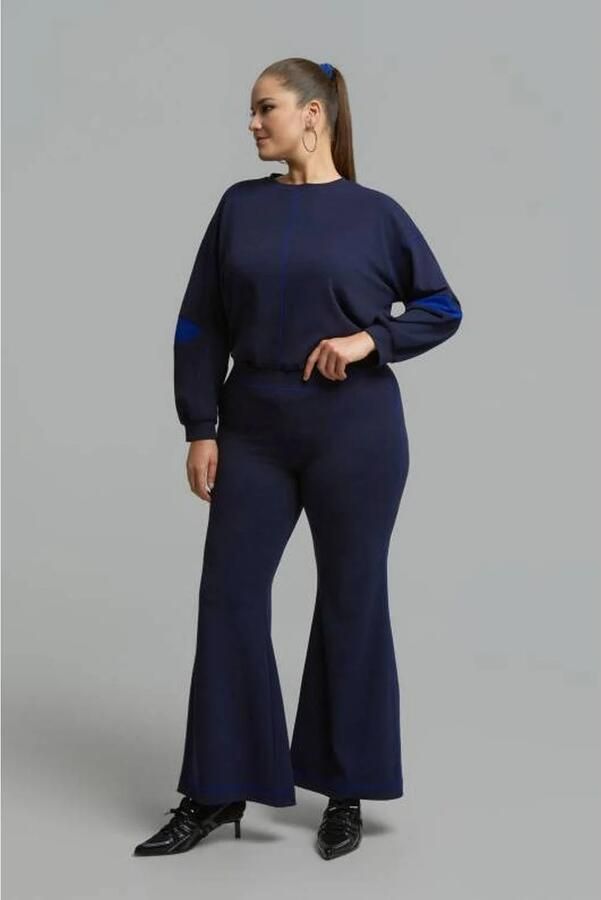 Mat Fashion Plus Size flared tregging donkerblauw