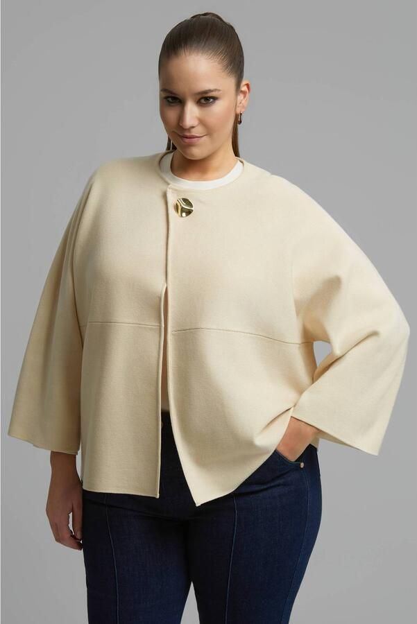 Mat Fashion Plus Size gebreid vest beige