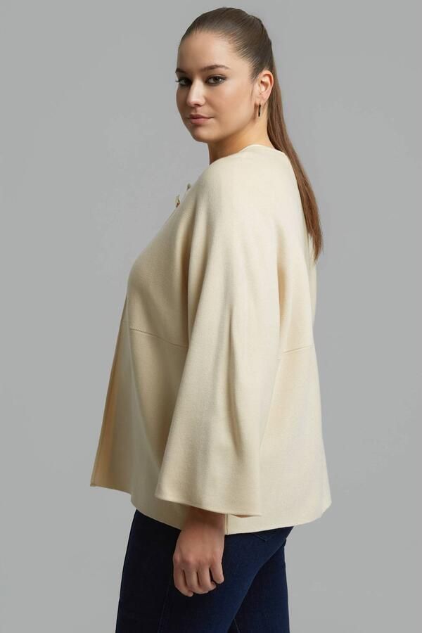 Mat Fashion Plus Size gebreid vest beige - Foto 2