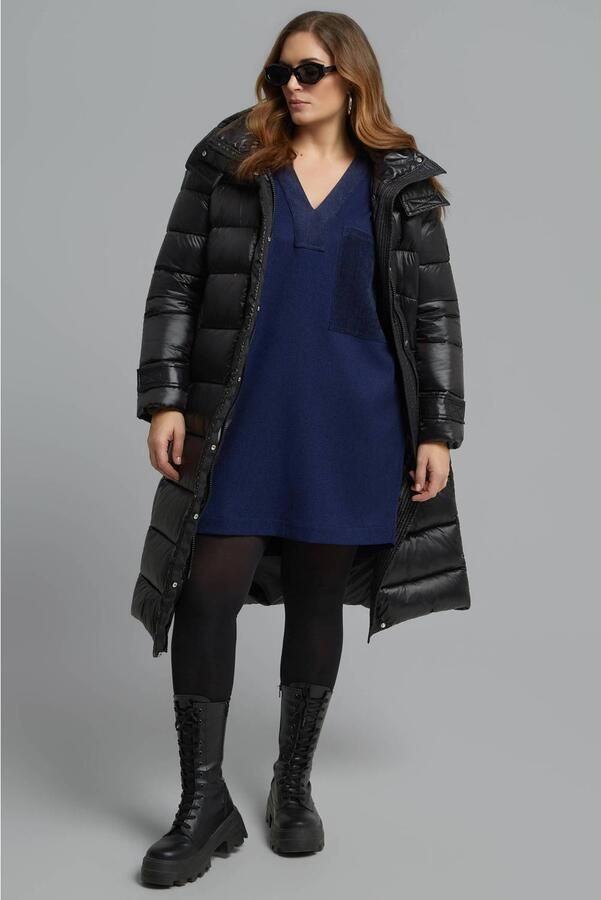 Mat Fashion Plus Size korte sweatjurk donkerblauw