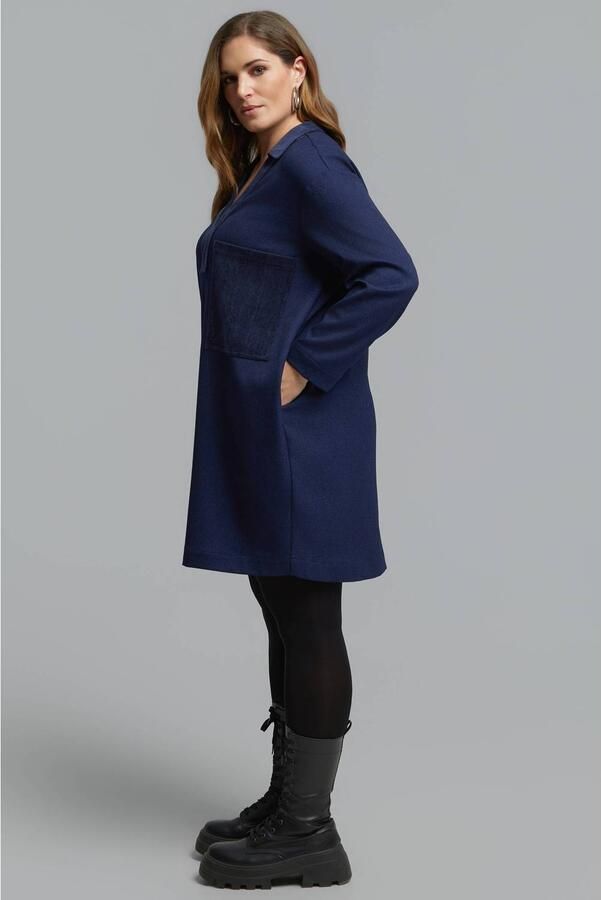 Mat Fashion Plus Size korte sweatjurk donkerblauw - Foto 3