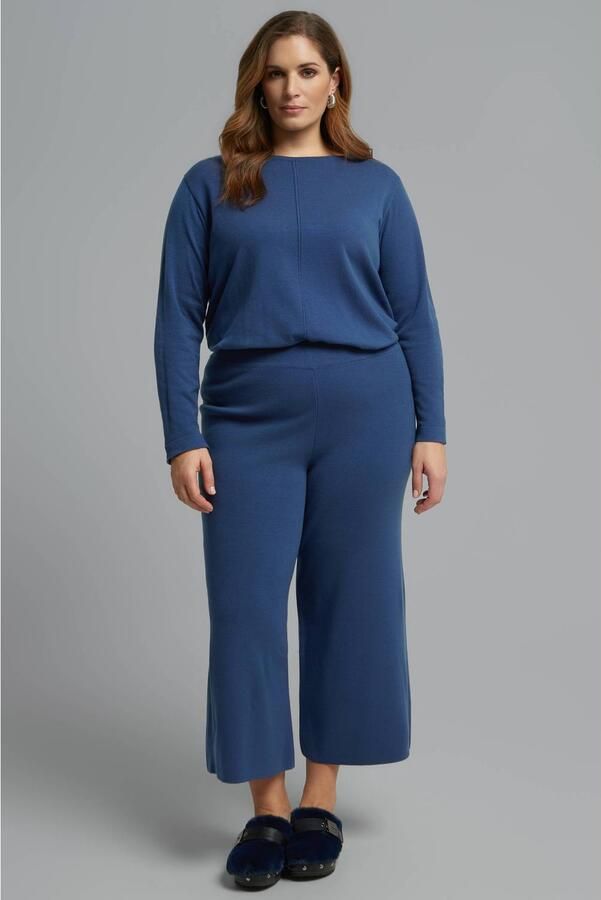 Mat Fashion Plus Size wide leg cropped culotte blauw