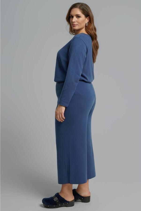 Mat Fashion Plus Size wide leg cropped culotte blauw - Foto 3