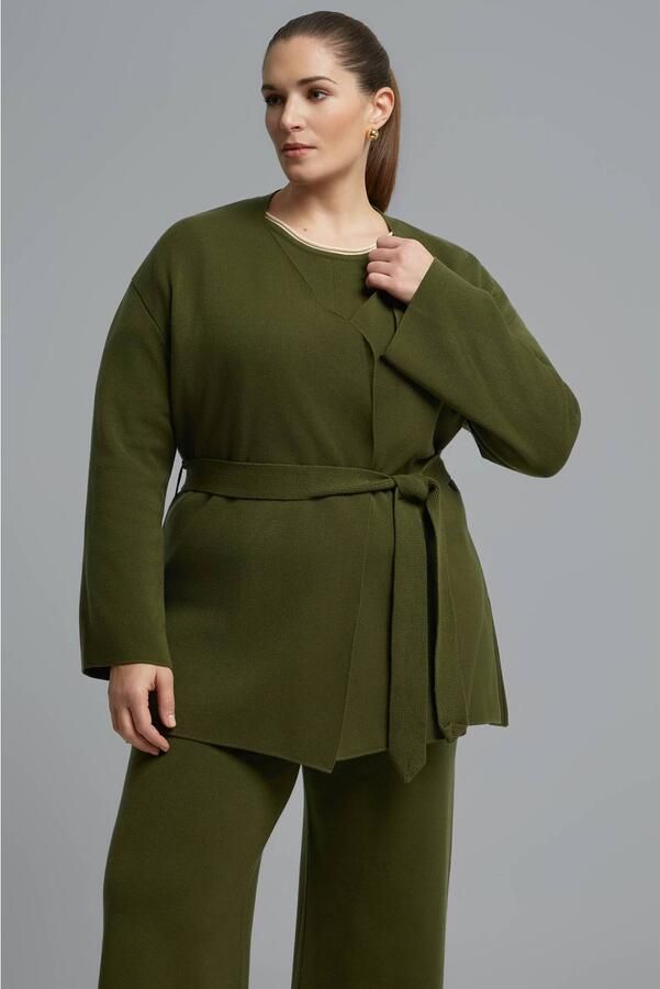 Mat Fashion Plus Size wikkelvest donkergroen