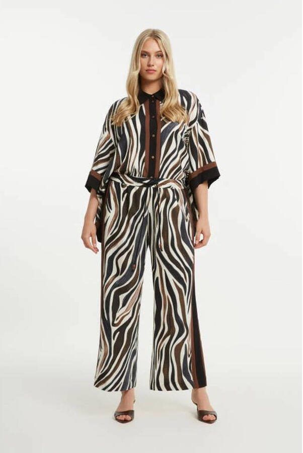 Mat Fashion regular waist broek met zebraprint zwart