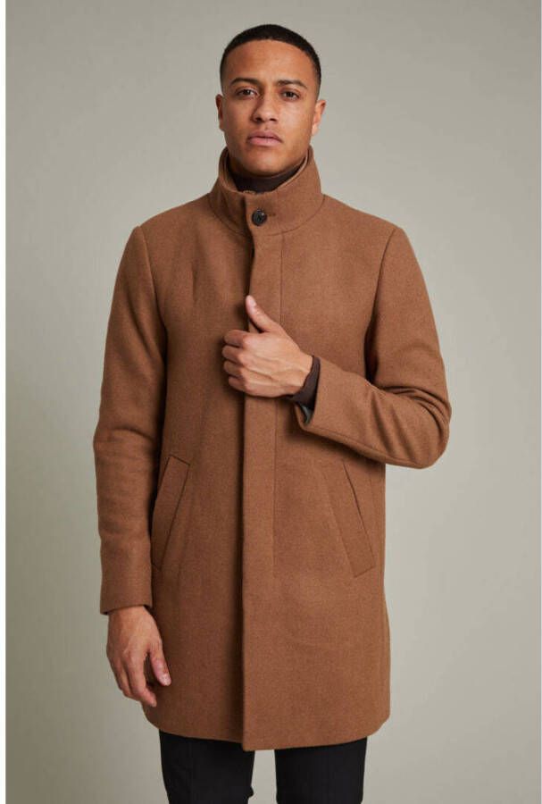 Matinique Lange jas met platte kraag model 'Harvey'