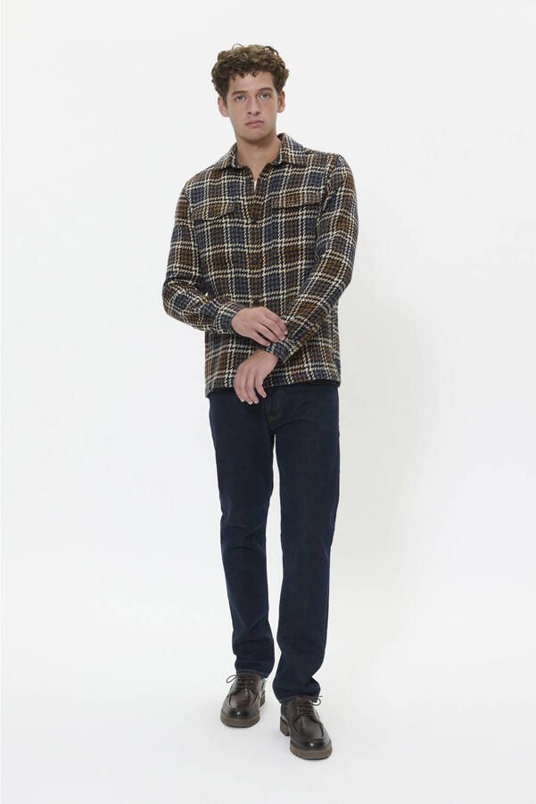 Matinique geruit overshirt met wol bruin - Foto 2
