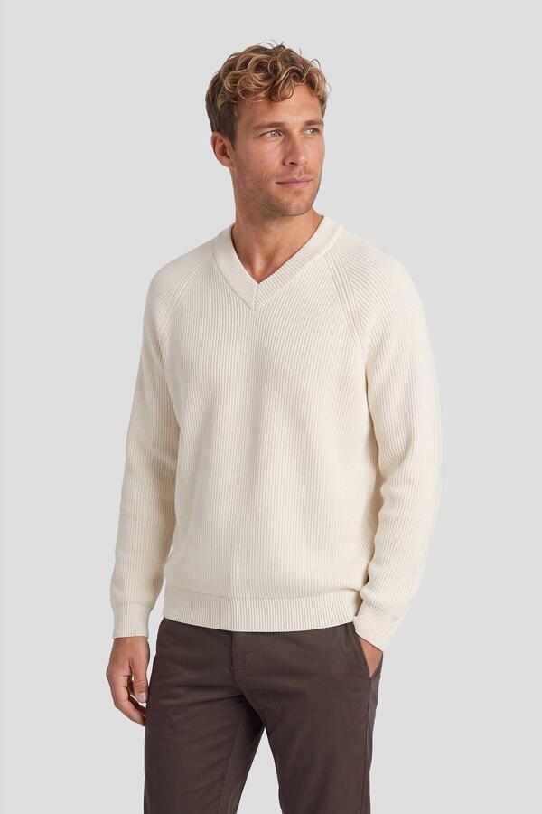 Matinique katoenen regular fit gebreide trui off white