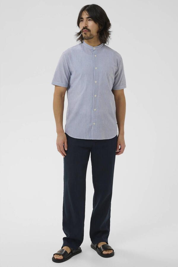 Matinique katoenen regular fit gestreept overhemd blauw - Foto 3