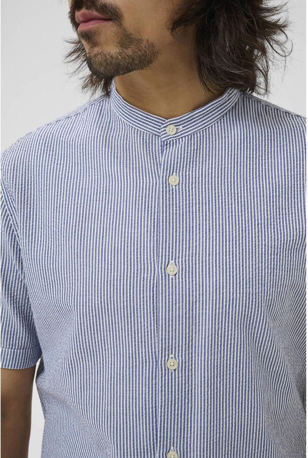Matinique katoenen regular fit gestreept overhemd blauw - Foto 2