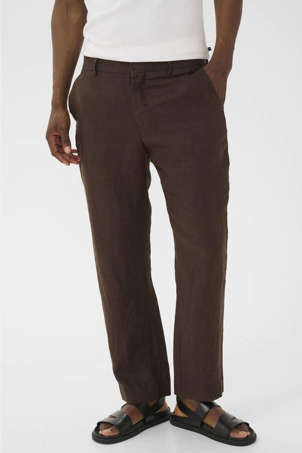Matinique linnen pantalon chocoladebruin