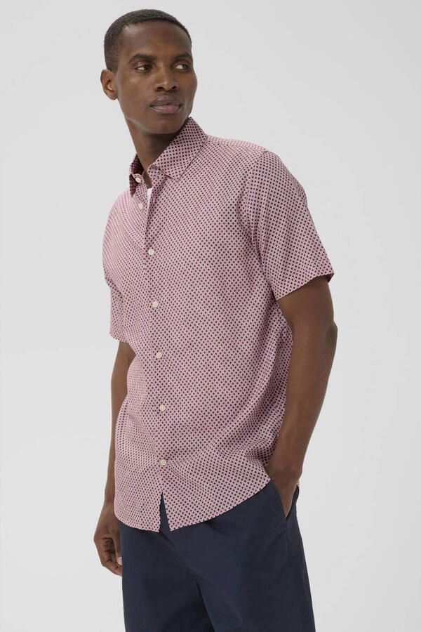 Matinique linnen regular fit overhemd met print roze