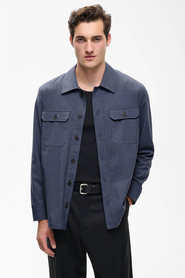 Matinique regular fit overshirt blauw