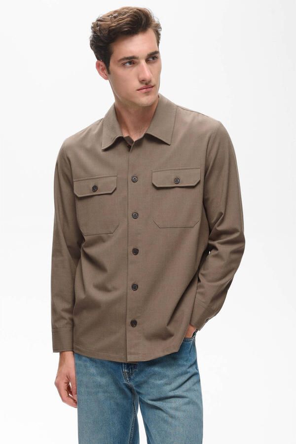 Matinique regular fit overshirt bruin