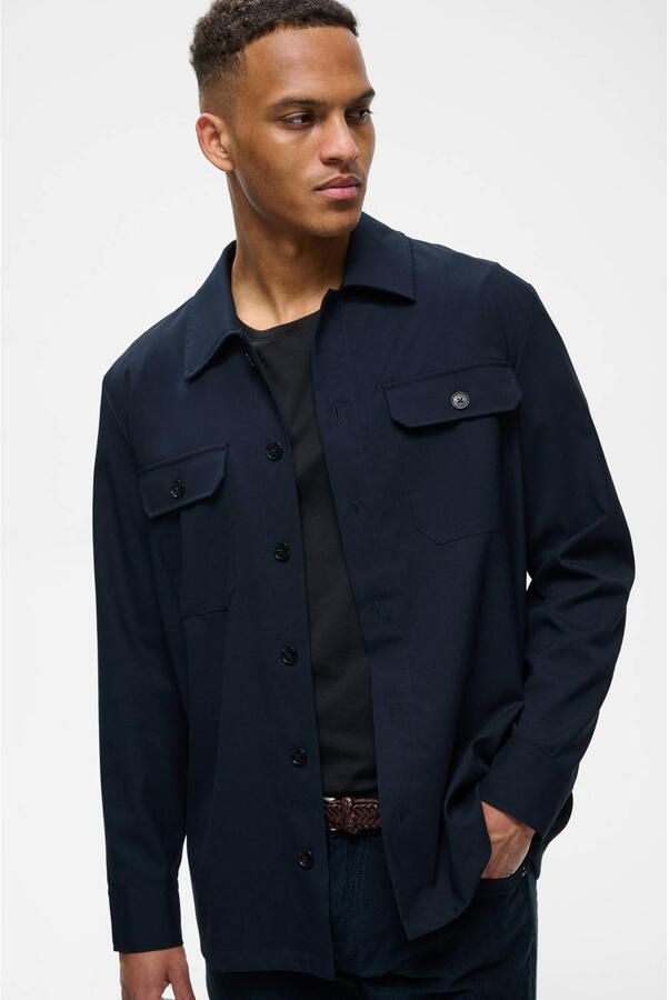 Matinique regular fit overshirt donkerblauw