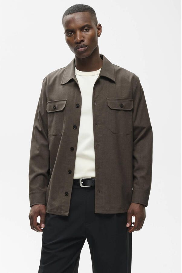 Matinique regular fit overshirt donkerbruin