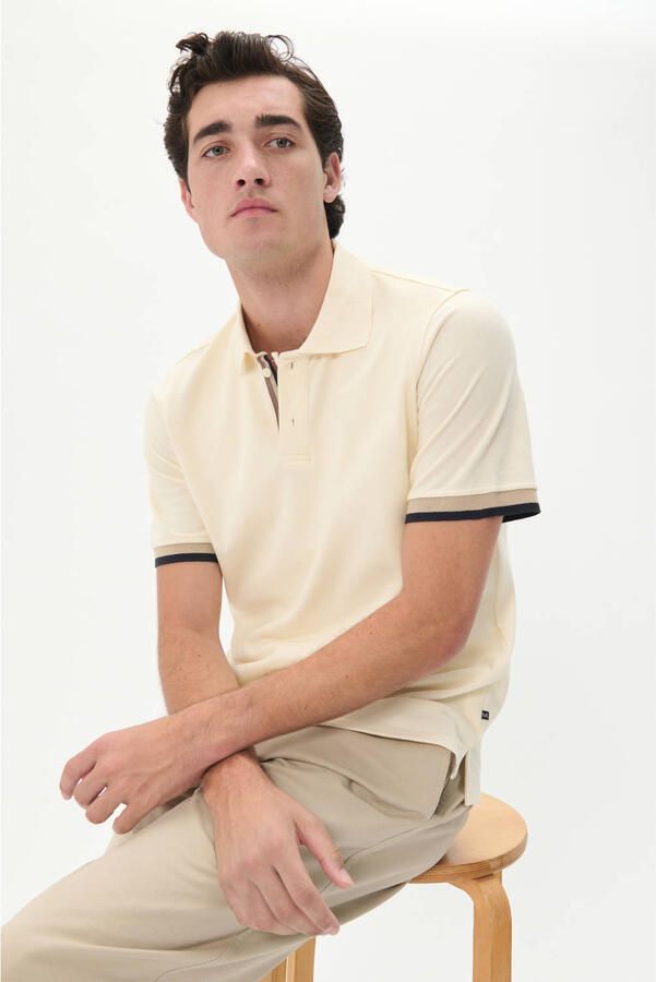 MATINIQUE Heren Polo's & T-shirts Mascout Polo Stripe Beige - Foto 5