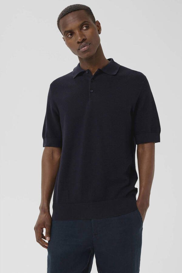 Matinique regular polo met ingebreid patroon donkerblauw