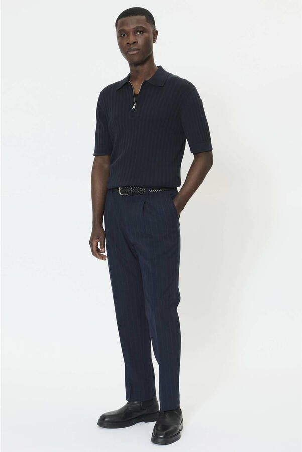 Matinique regular polo rib gebreid donkerblauw - Foto 3