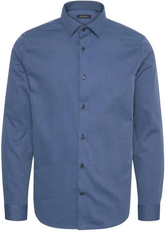 Matinique regular fit overhemd MAtrostol BN met all over print oxford blue