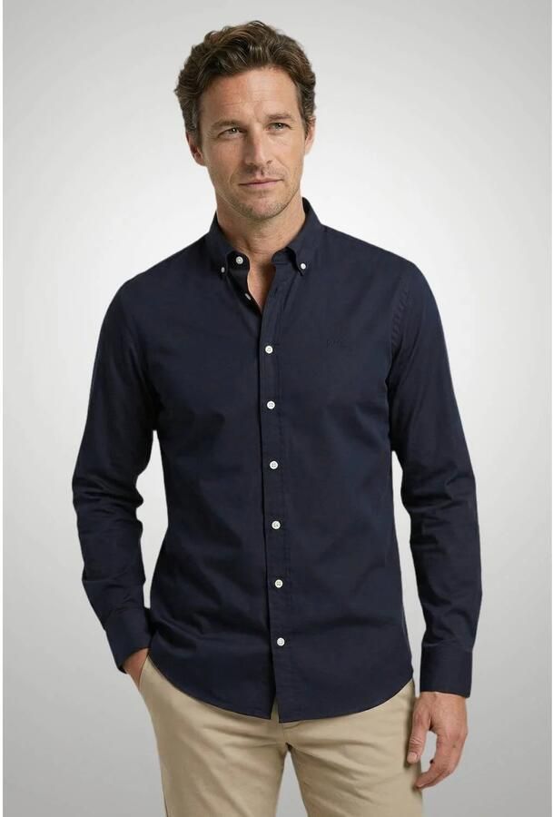 McGregor poplin regular fit zakelijk overhemd donkerblauw