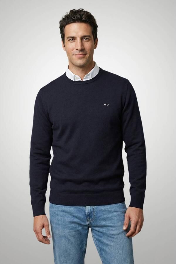 McGregor regular fit gebreide trui met kasjmier donkerblauw