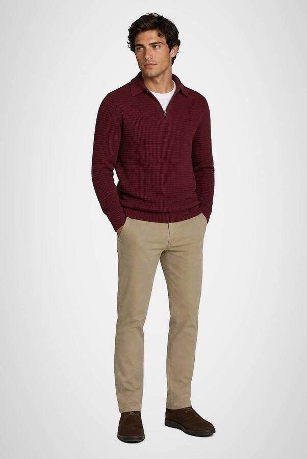 Mcgregor Sweater Half Zip Poloshirt Knitted Structure Burgundy - Foto 2