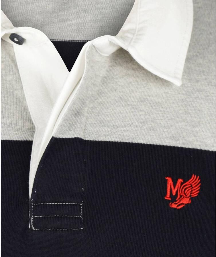 Mcgregor Polo Shirt Lange Mouw Rugbyshirt Streep Navy Grijs - Foto 2