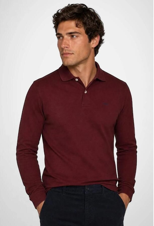Mcgregor Polo Shirt Lange Mouw Longsleeve Classic Poloshirt Burgundy