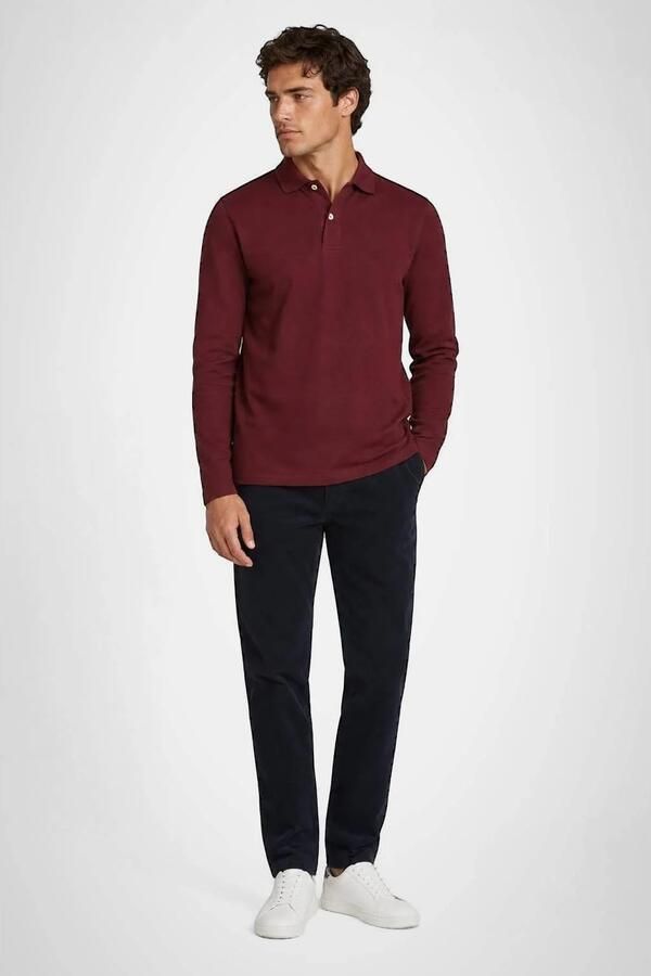 Mcgregor Polo Shirt Lange Mouw Longsleeve Classic Poloshirt Burgundy - Foto 2