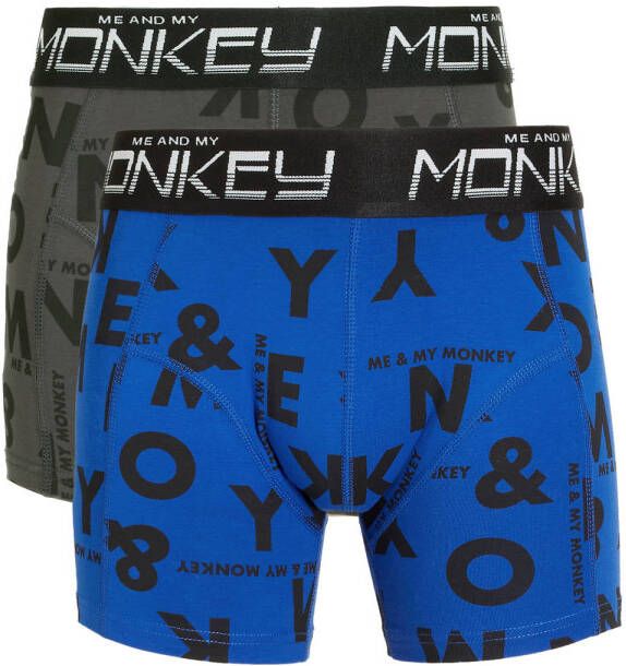 Me & My Monkey boxershort set van 2 army blauw Groen Jongens Stretchkatoen 104