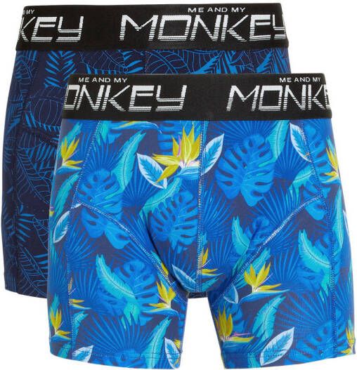 Me & My Monkey boxershort set van 2 kobalt Blauw Jongens Stretchkatoen 104