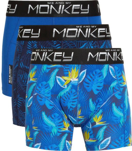 Me & My Monkey boxershort set van 3 blauw kobalt Jongens Stretchkatoen 104
