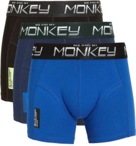 Me & My Monkey boxershort set van 3 blauw zwart donkerblauw