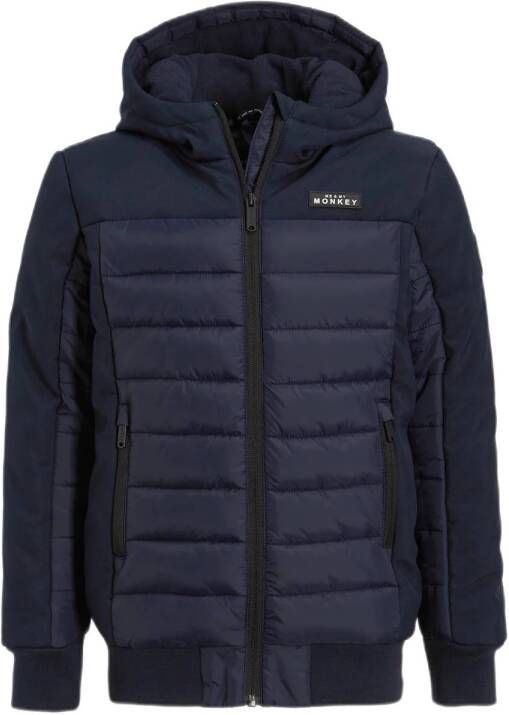 Me & My Monkey gewatteerde jas Nigel donkerblauw Jongens Polyester Capuchon 104