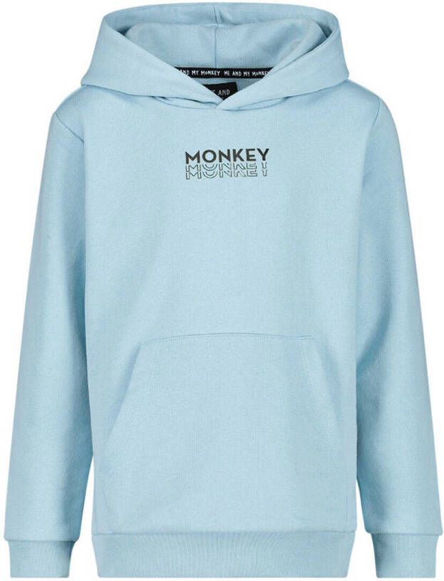 Me & My Monkey hoodie met logo lichtblauw Sweater Logo 152-158
