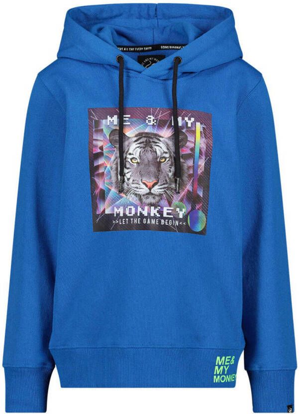 Me & My Monkey hoodie met printopdruk blauw