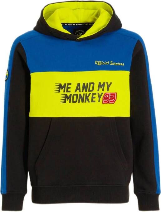 Me & My Monkey hoodie Nelis met tekstopdruk multi Trui Jongens Sweat Capuchon 116