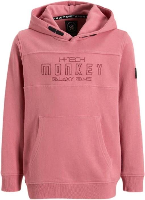 Me & My Monkey hoodie Nilesh met tekstopdruk roze Trui Jongens Sweat Capuchon 128