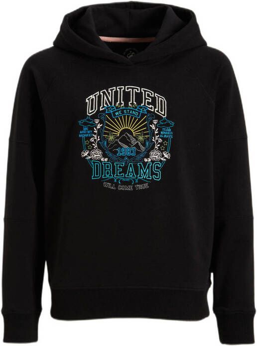 Me & My Monkey hoodie Nova met printopdruk zwart Trui Meisjes Sweat Capuchon 140