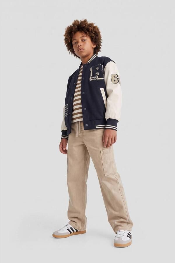 Me & My Monkey baseball jacket met tekst donkerblauw wit