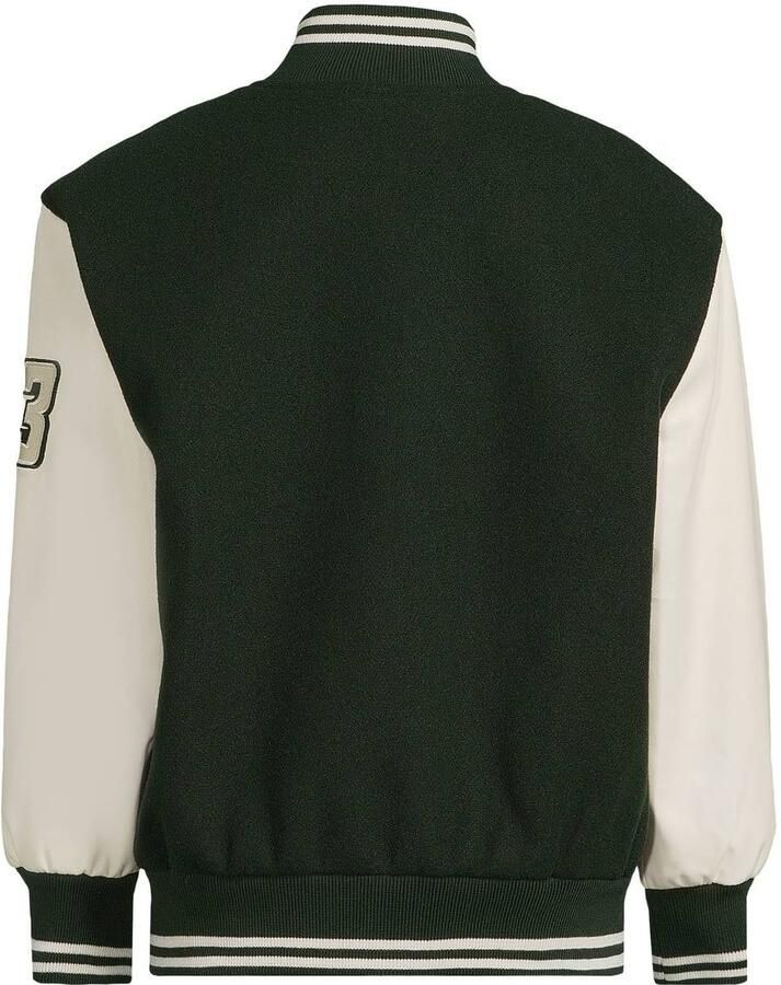 Me & My Monkey baseball jacket met tekst donkergroen ecru - Foto 2