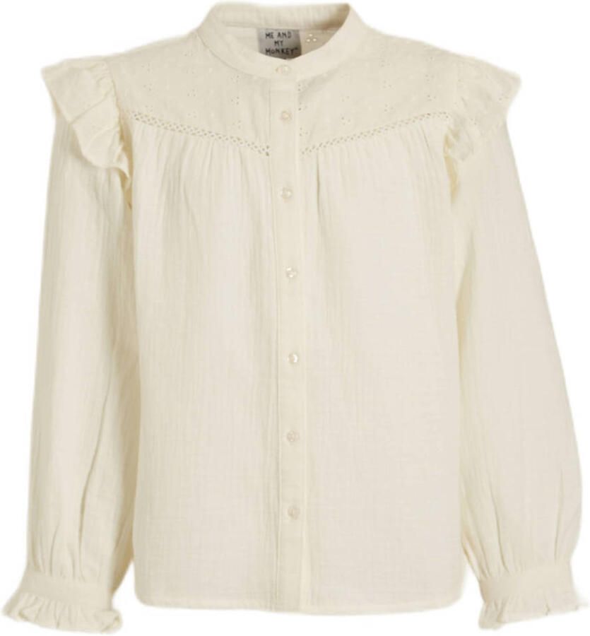 Me & My Monkey blouse Pippi wit Meisjes Katoen Henleykraag Effen 128