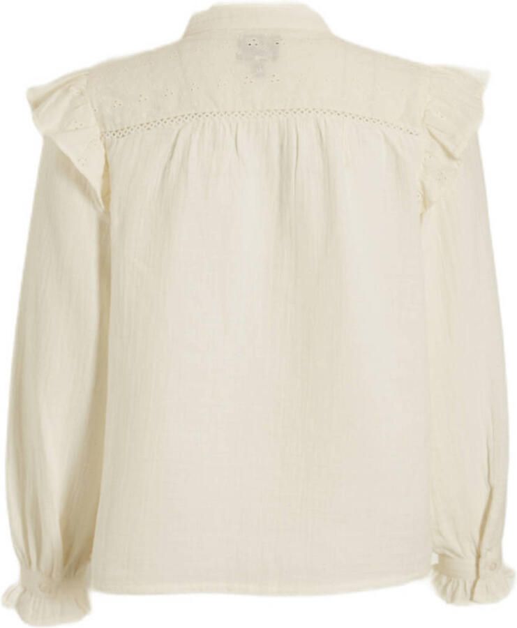 Me & My Monkey blouse Pippi wit Meisjes Katoen Henleykraag Effen 128 - Foto 2