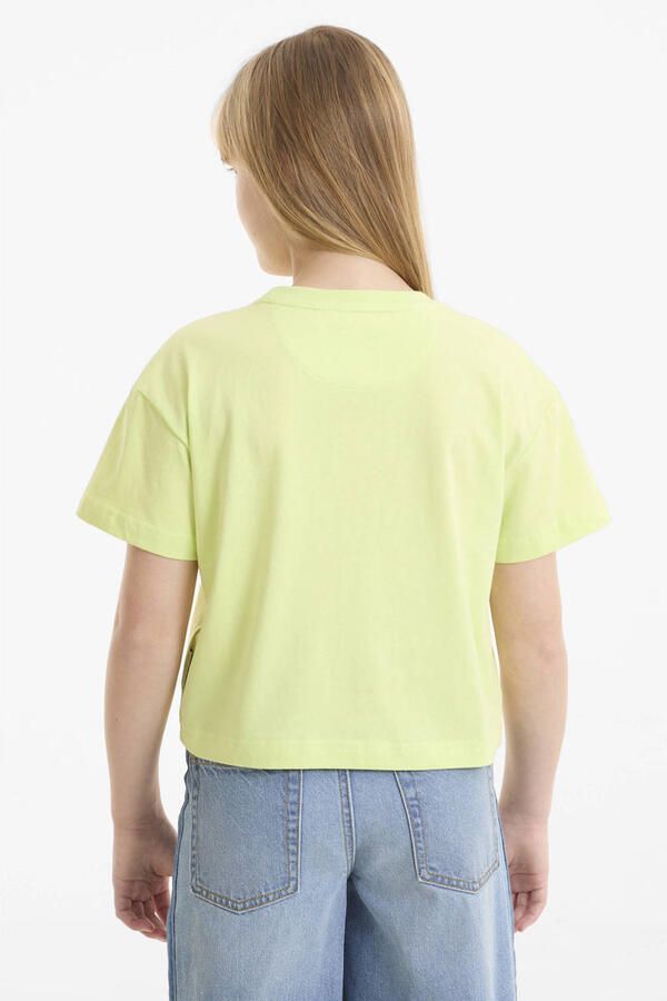 Me & My Monkey boxy T-shirt met printopdruk limegroen - Foto 3