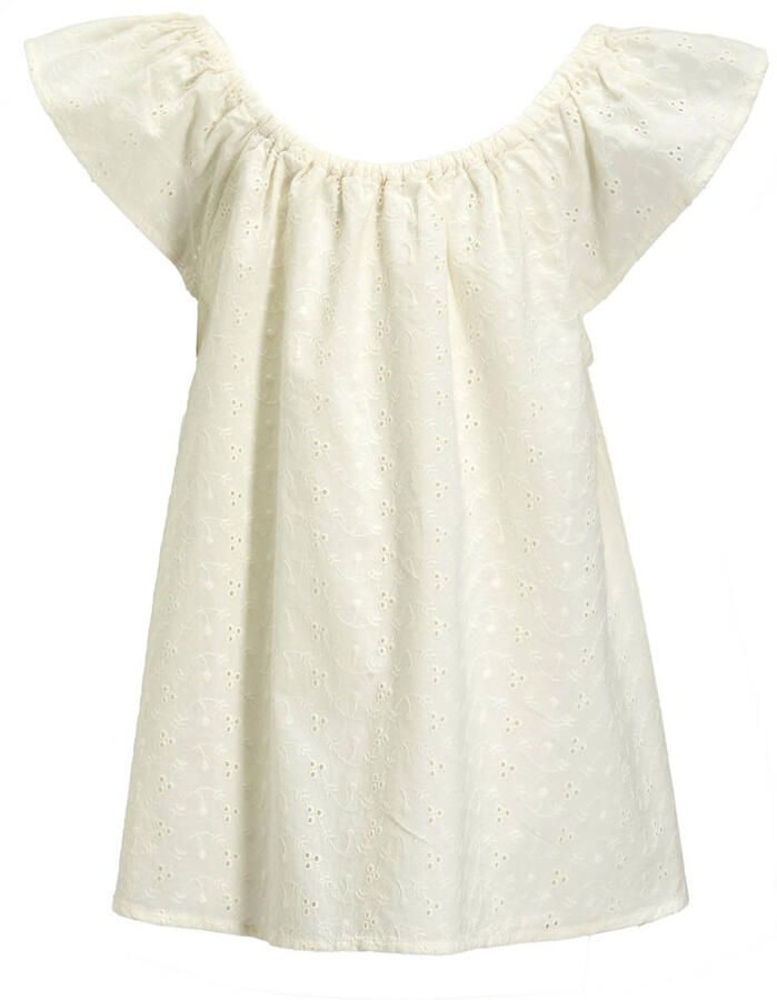 Me & My Monkey broderie top Polly wit Meisjes Katoen Ronde hals Effen 152